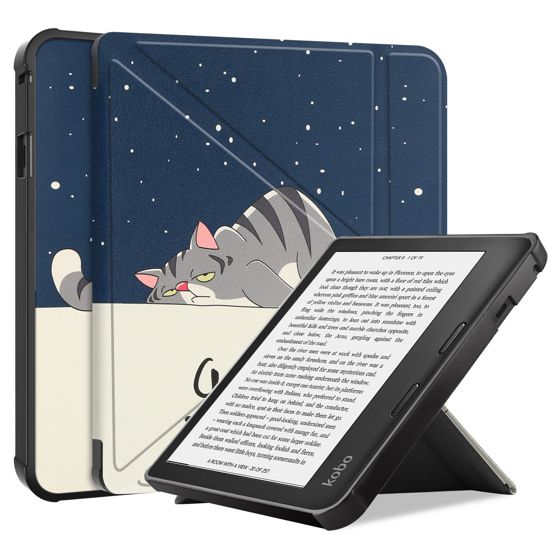 Kobo Libra 2 Trifold Bookcase Hoes - Kat
