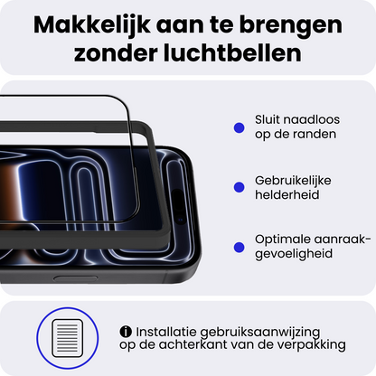 iPhone 17 Pro Max Screenprotector Gehard Glas met Installatieframe