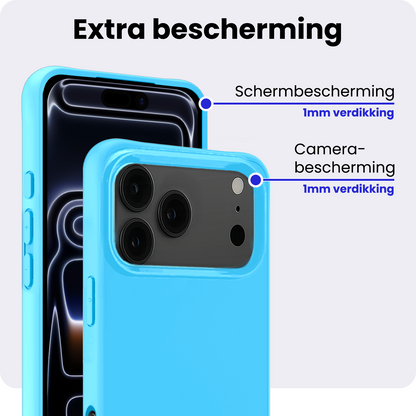 iPhone 17 Pro Hoesje Siliconen Backcover Lichtgewicht - Lichtblauw