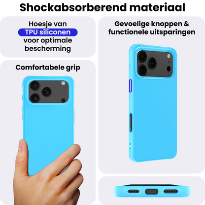 iPhone 17 Pro Hoesje Siliconen Backcover Lichtgewicht - Lichtblauw