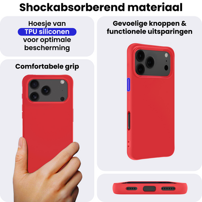 iPhone 17 Pro Max Hoesje Siliconen Backcover Lichtgewicht - Rood