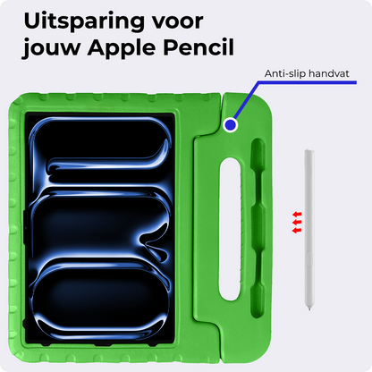iPad Pro 2024 (13 inch) Kinderhoes Shockabsorberend Foam - Groen