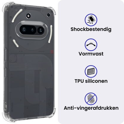 Nothing Phone 3a Hoesje Shockproof Backcover Siliconen - Transparant