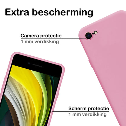 iPhone 8 Hoesje Siliconen Backcover Lichtgewicht - Donkerroze