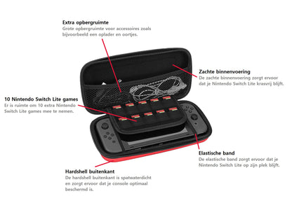 Hard Cover Hoes met Koord voor Nintendo Switch Lite - Rood