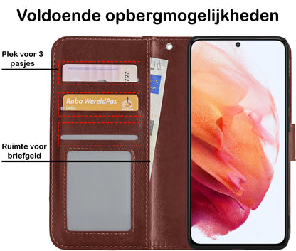Samsung S21 Hoesje Bookcase Cover Uitneembaar - Bruin