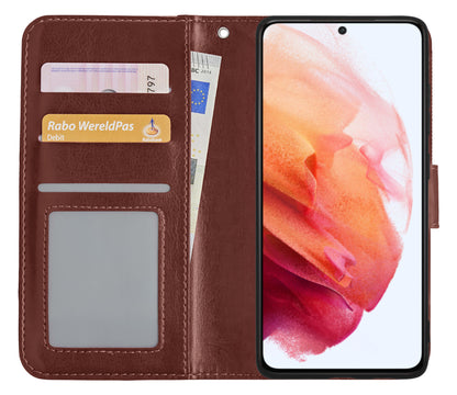 Samsung S21 Hoesje Bookcase Cover Uitneembaar - Bruin