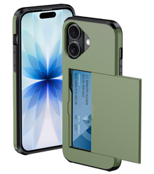 iPhone 17 Hoesje Kaarthouder Hard Case Shockproof - Donkergroen