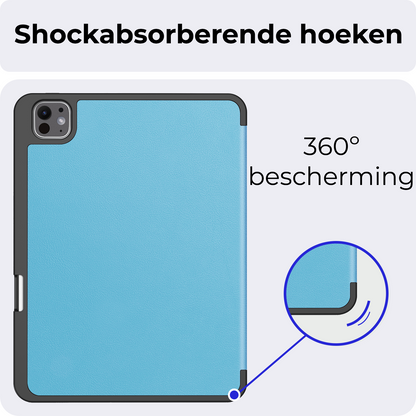 iPad Pro 2024 (11 inch) Hoesje Book Case Met Apple Pencil Uitsparing - Lichtblauw