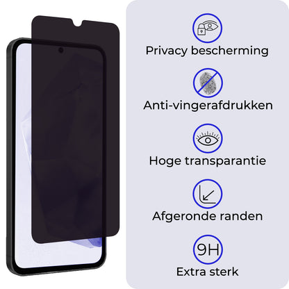 Samsung A35 Screenprotector Privacy Tempered Glass