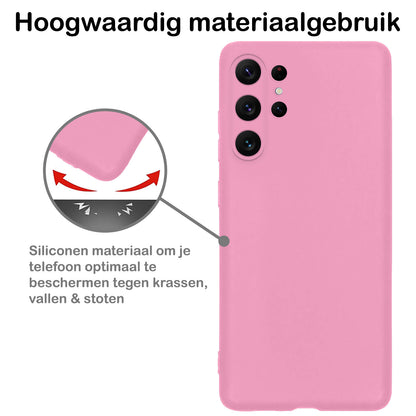 Samsung S23 Ultra Hoesje Siliconen Backcover Lichtgewicht - Roze