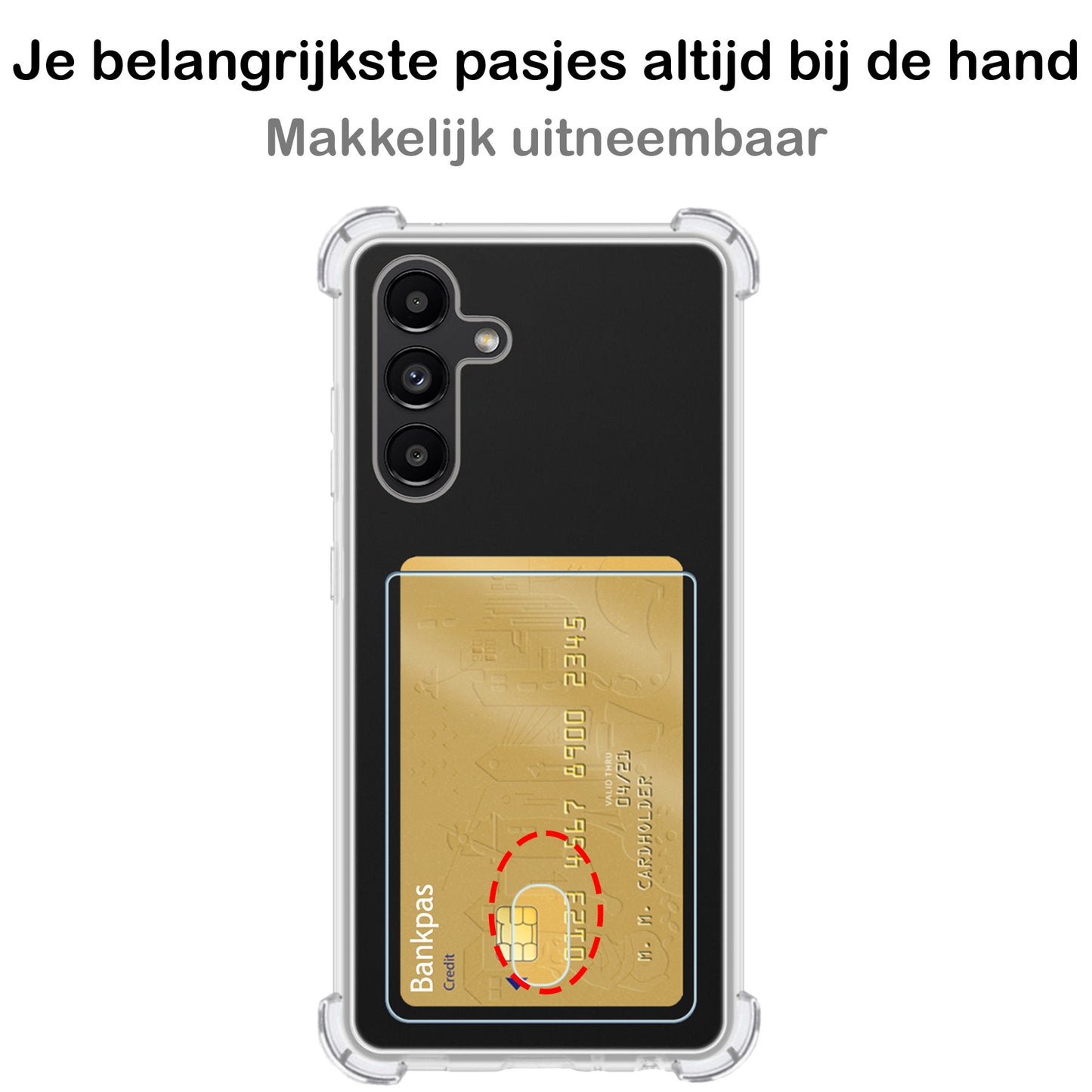 Samsung A04s Hoesje met Pasjeshouder Siliconen - Transparant