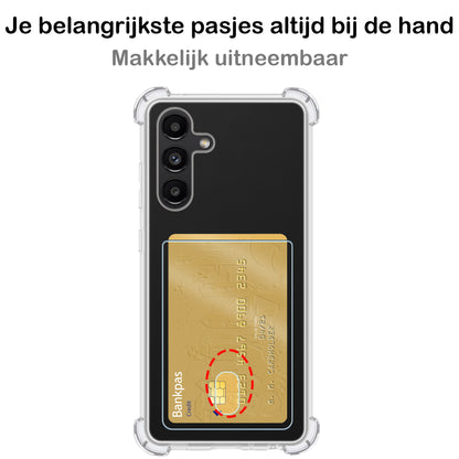 Samsung A04s Hoesje met Pasjeshouder Siliconen - Transparant