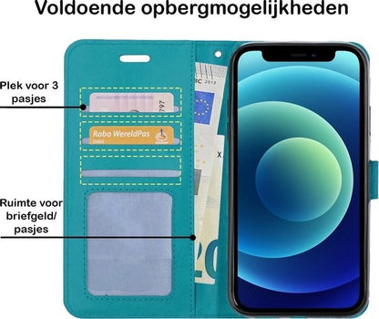 iPhone 12 Mini Hoesje Book Case Kunstleer - Turquoise