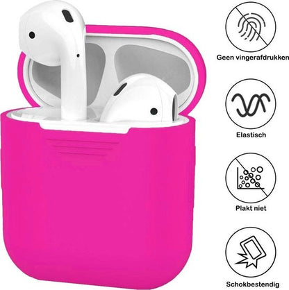 AirPods 2 Hoesje Siliconen met Clip - Donkerroze