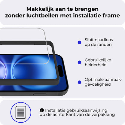 iPhone 16 Plus Screenprotector Gehard Glas met Installatieframe