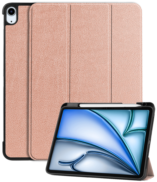 iPad Air 2024 (11 inch) Hoesje Book Case Met Apple Pencil Uitsparing - Rosé goud