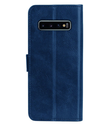 Samsung S10 Hoesje Bookcase Cover met Kaarthouder - Donkerblauw