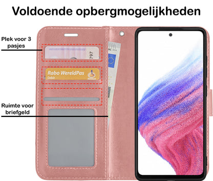 Samsung A53 Hoesje Bookcase Cover met Kaarthouder - Rosé goud