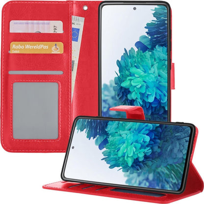 Samsung S20 FE Hoesje Bookcase Cover met Kaarthouder - Rood