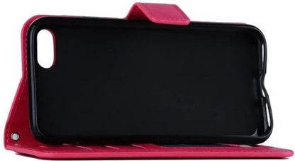 iPhone 7/8/SE 2020 Hoesje Bookcase Cover met Kaarthouder - Donkerroze