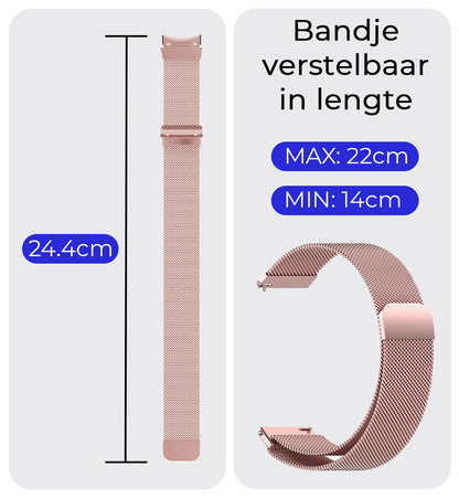 Milanese Horlogeband Geschikt voor Samsung Watch 5 Bandje Milanees - Polsbandje Met Magneetsluiting Geschikt voor Samsung Galaxy Watch 5 Bandje Milanees - Rose Goud