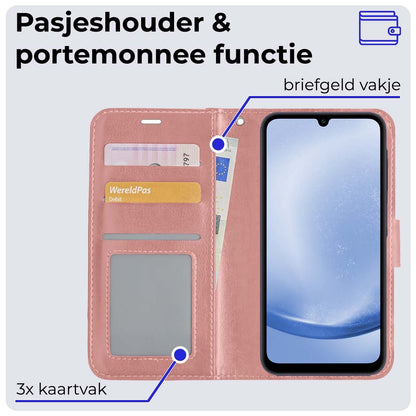 Samsung A25 Hoesje Bookcase Cover met Kaarthouder - Rosé goud