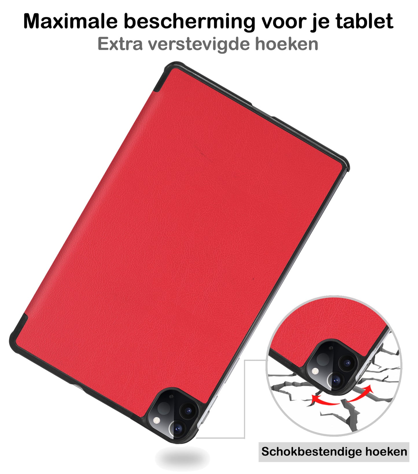 iPad Pro 2021 (12,9 inch) Hoesje Book Case Met Apple Pencil Uitsparing - Rood