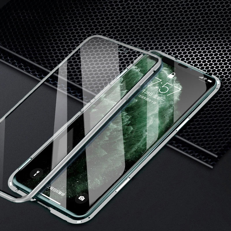 iPhone 12 Hoesje met Ingebouwde Screen Protector - Zilver