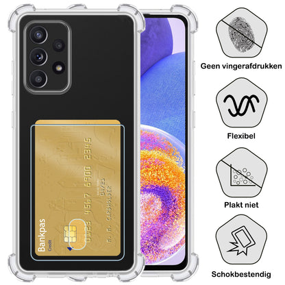 Samsung A23 Hoesje Kaarthouder Backcover Shockproof - Transparant