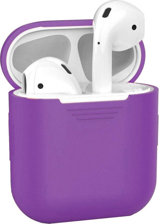 AirPods Hoesje Siliconen met Clip - Paars