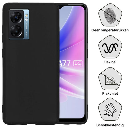 OPPO A77 Hoesje Siliconen Backcover Lichtgewicht - Zwart