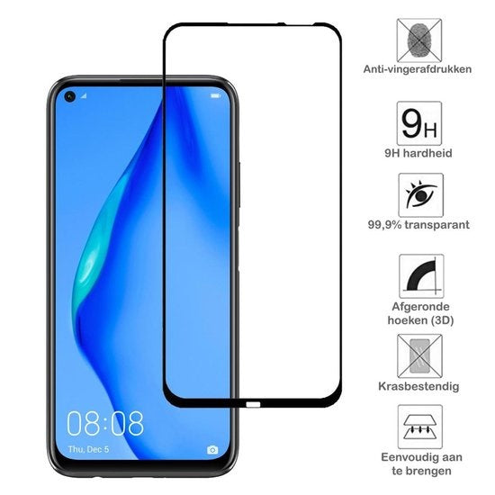 Huawei P40 Lite Screenprotector Full Cover Tempered Glass