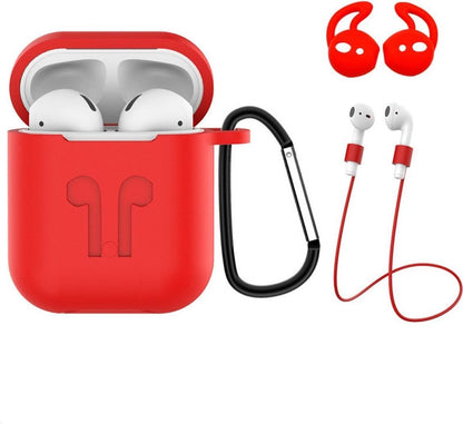 AirPods Hoesje Siliconen 3-in-1 met Clip - Rood