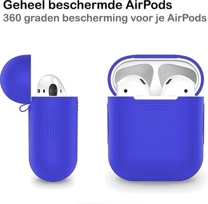 AirPods 1 Hoesje Siliconen met Clip - Donkerblauw