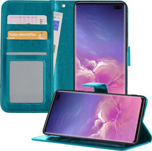 Samsung S10 Hoesje Bookcase Cover met Kaarthouder - Turquoise