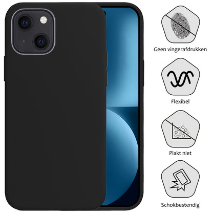 iPhone 15 Plus Hoesje Siliconen Backcover Lichtgewicht - Zwart