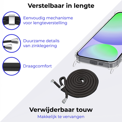 Samsung S24 FE Hoesje met Koord Backcover Shockproof - Transparant