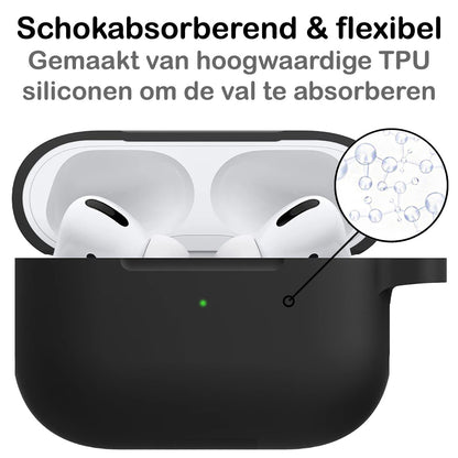 AirPods Pro 2 Hoesje Siliconen met Clip - Zwart