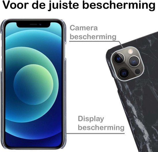 iPhone 12 Pro Hoesje Marmer - Zwart