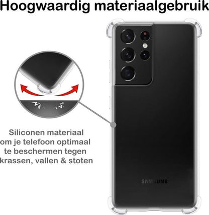 Samsung S21 Ultra Hoesje Shockproof Backcover Siliconen - Transparant