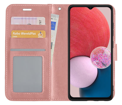 Samsung A13 5G Hoesje Bookcase Cover met Kaarthouder - Rosé goud
