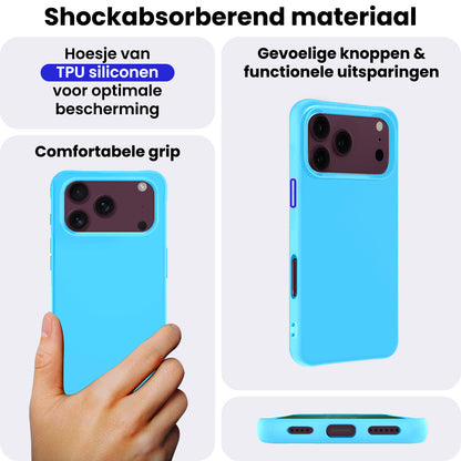 iPhone 18 Pro Hoesje Siliconen Backcover Lichtgewicht - Lichtblauw