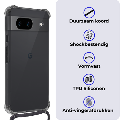 Google Pixel 8a Hoesje met Koord Backcover Shockproof - Transparant