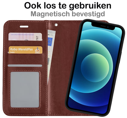 iPhone 12 Pro Max Hoesje Bookcase Cover Uitneembaar - Bruin