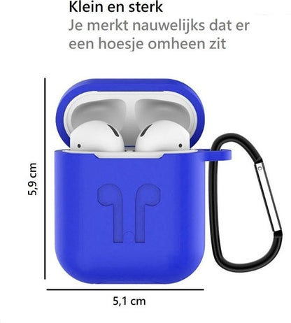 AirPods 1 Hoesje Siliconen 3-in-1 met Clip - Blauw