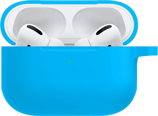 Airpods Pro Hoesje Siliconen met Clip - Lichtblauw