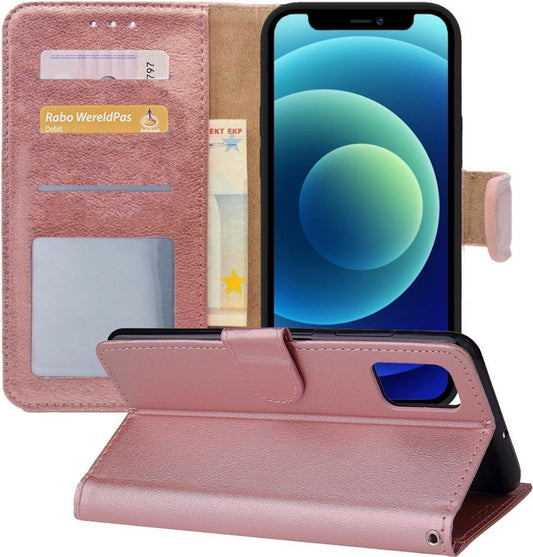 iPhone 12 Hoesje Book Case Kunstleer - Rosé goud