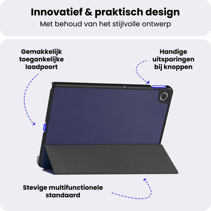 Lenovo Tab 10.1 Trifold Bookcase Hoes - Donkerblauw