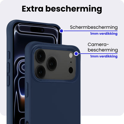 iPhone 17 Pro Hoesje Siliconen Backcover Lichtgewicht - Donkerblauw